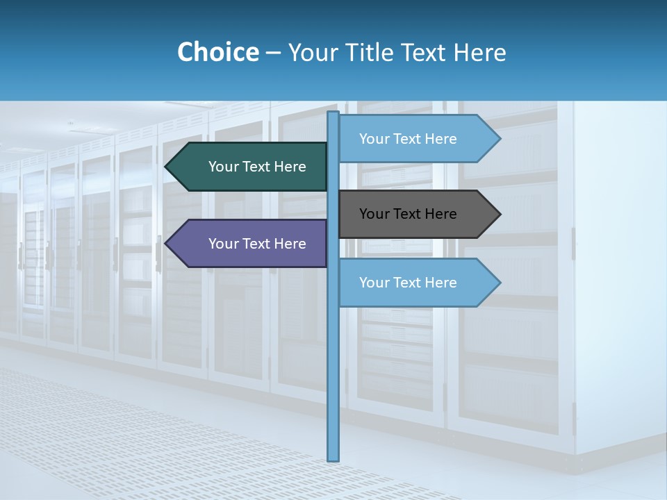 A Row Of Servers In A Data Center PowerPoint Template