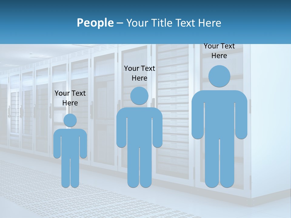 A Row Of Servers In A Data Center PowerPoint Template