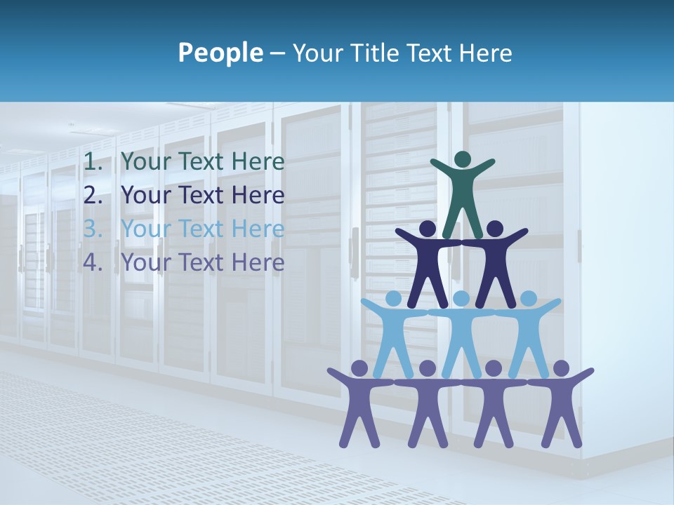 A Row Of Servers In A Data Center PowerPoint Template