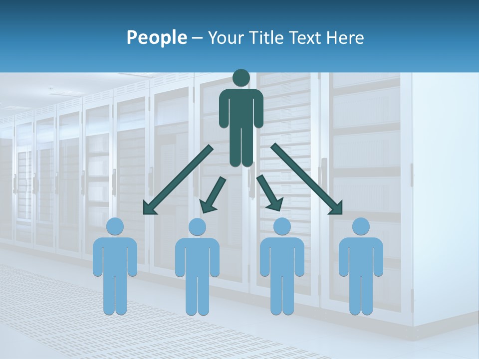 A Row Of Servers In A Data Center PowerPoint Template