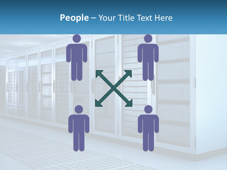 A Row Of Servers In A Data Center PowerPoint Template