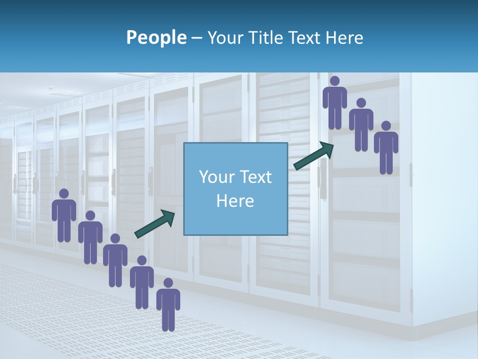 A Row Of Servers In A Data Center PowerPoint Template