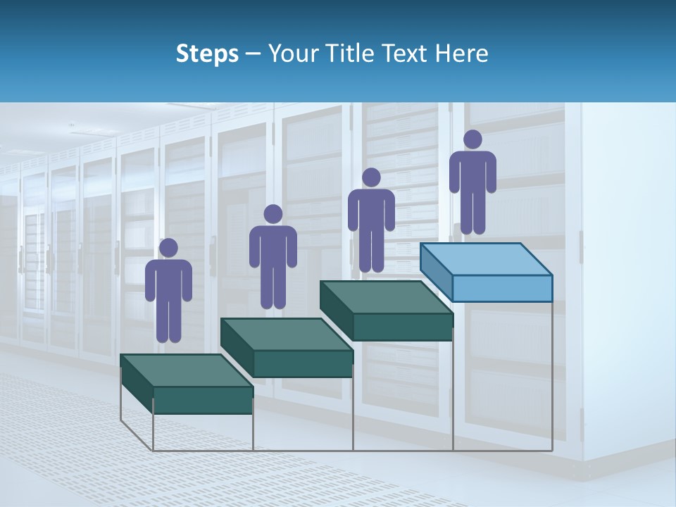 A Row Of Servers In A Data Center PowerPoint Template