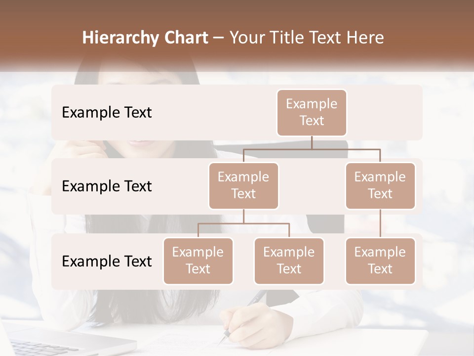A Woman Sitting At A Desk In Front Of A Laptop Computer PowerPoint Template