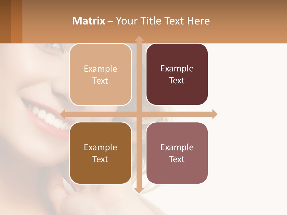 A Woman Smiling With Her Hand On Her Chin PowerPoint Template