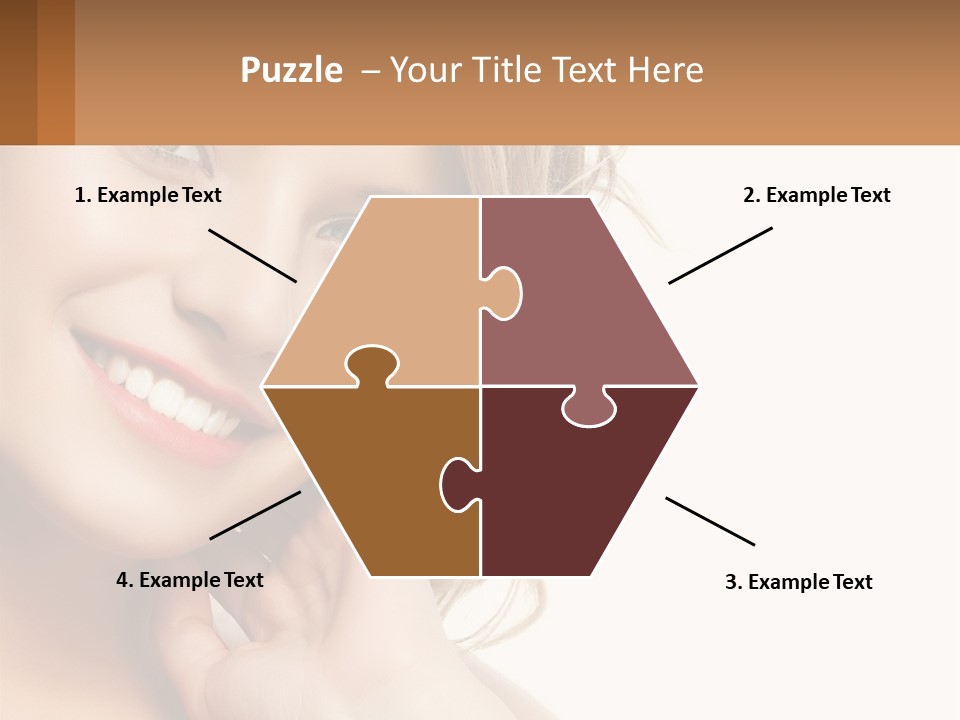 A Woman Smiling With Her Hand On Her Chin PowerPoint Template