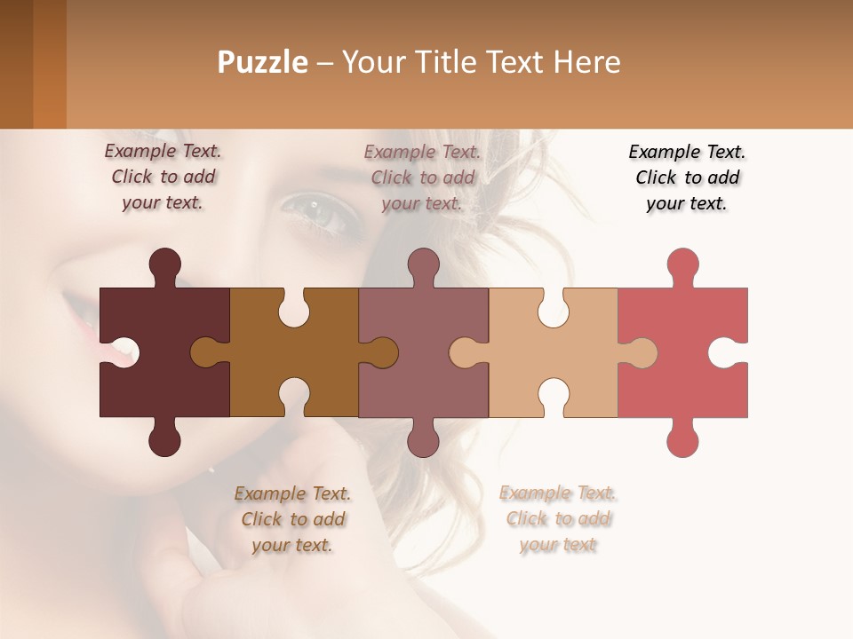 A Woman Smiling With Her Hand On Her Chin PowerPoint Template