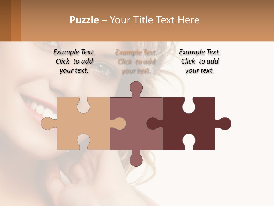 A Woman Smiling With Her Hand On Her Chin PowerPoint Template