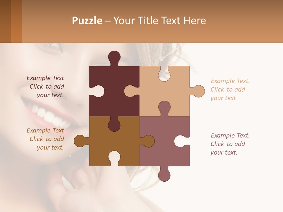 A Woman Smiling With Her Hand On Her Chin PowerPoint Template