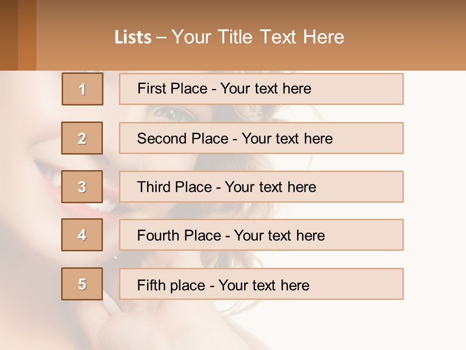 A Woman Smiling With Her Hand On Her Chin PowerPoint Template