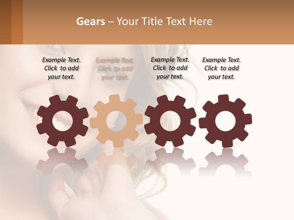 A Woman Smiling With Her Hand On Her Chin PowerPoint Template