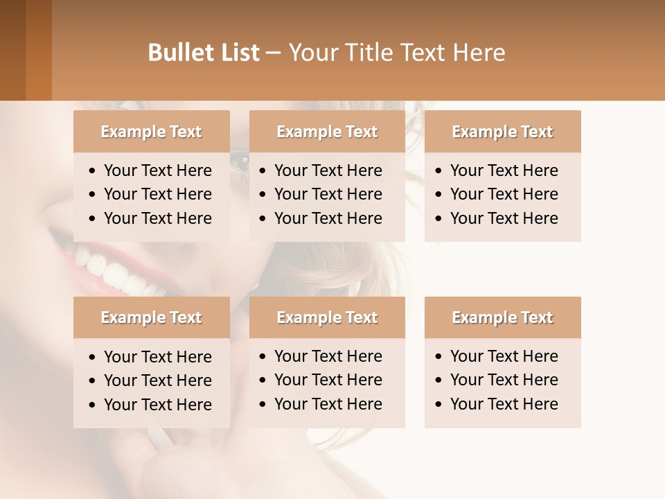A Woman Smiling With Her Hand On Her Chin PowerPoint Template