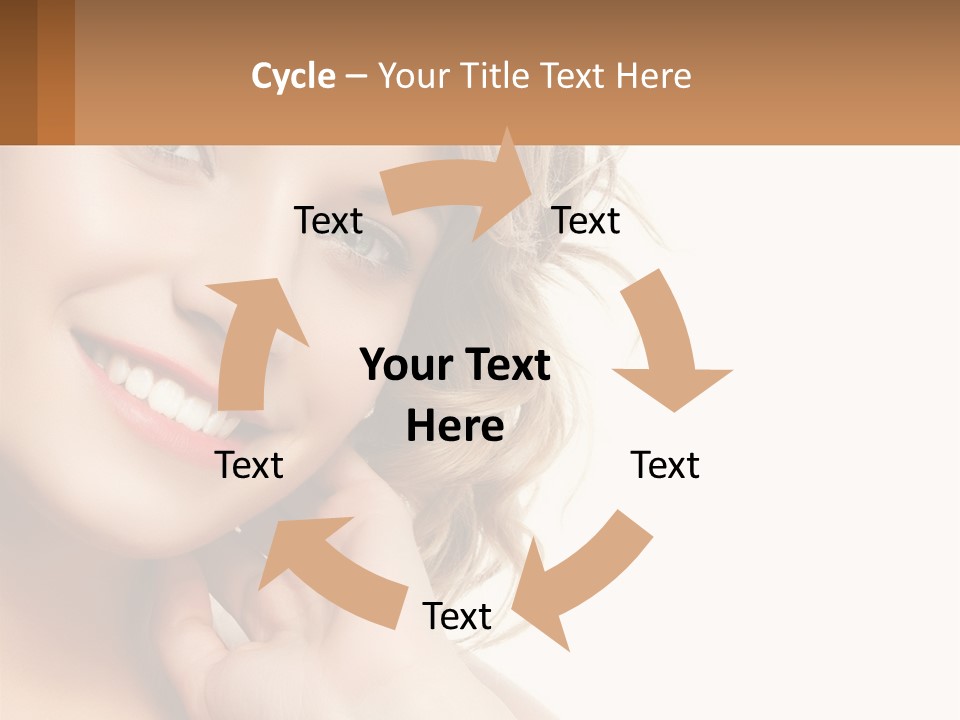 A Woman Smiling With Her Hand On Her Chin PowerPoint Template