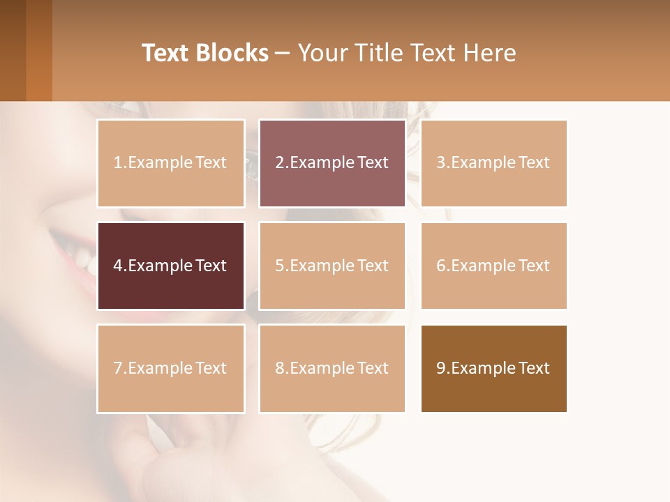 A Woman Smiling With Her Hand On Her Chin PowerPoint Template