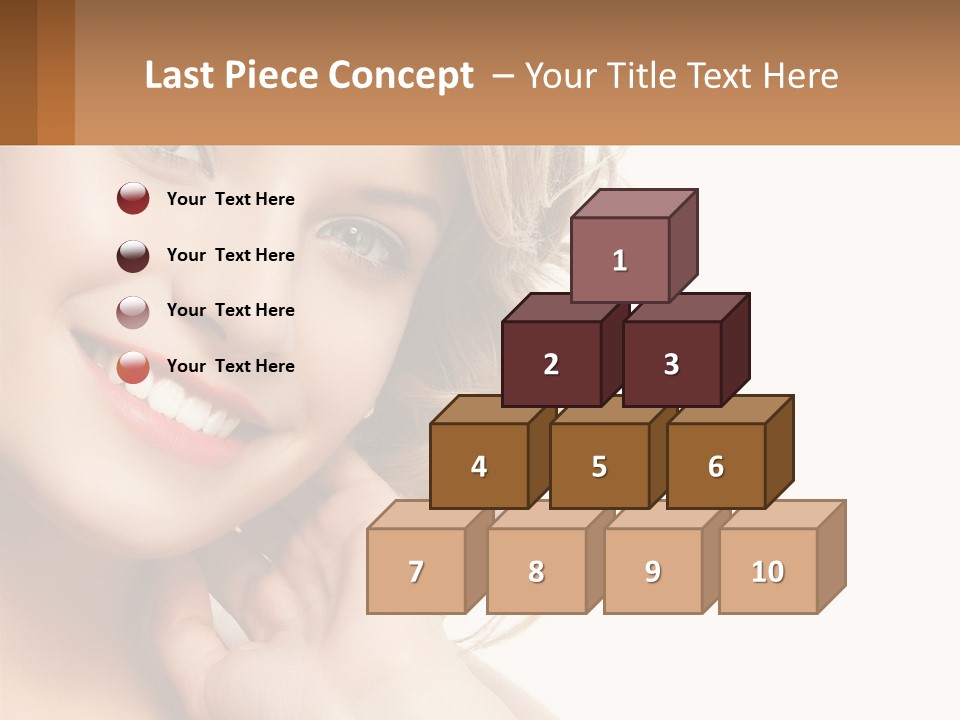 A Woman Smiling With Her Hand On Her Chin PowerPoint Template