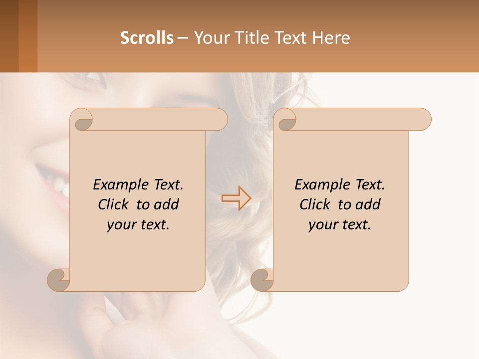 A Woman Smiling With Her Hand On Her Chin PowerPoint Template