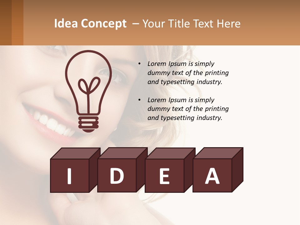 A Woman Smiling With Her Hand On Her Chin PowerPoint Template