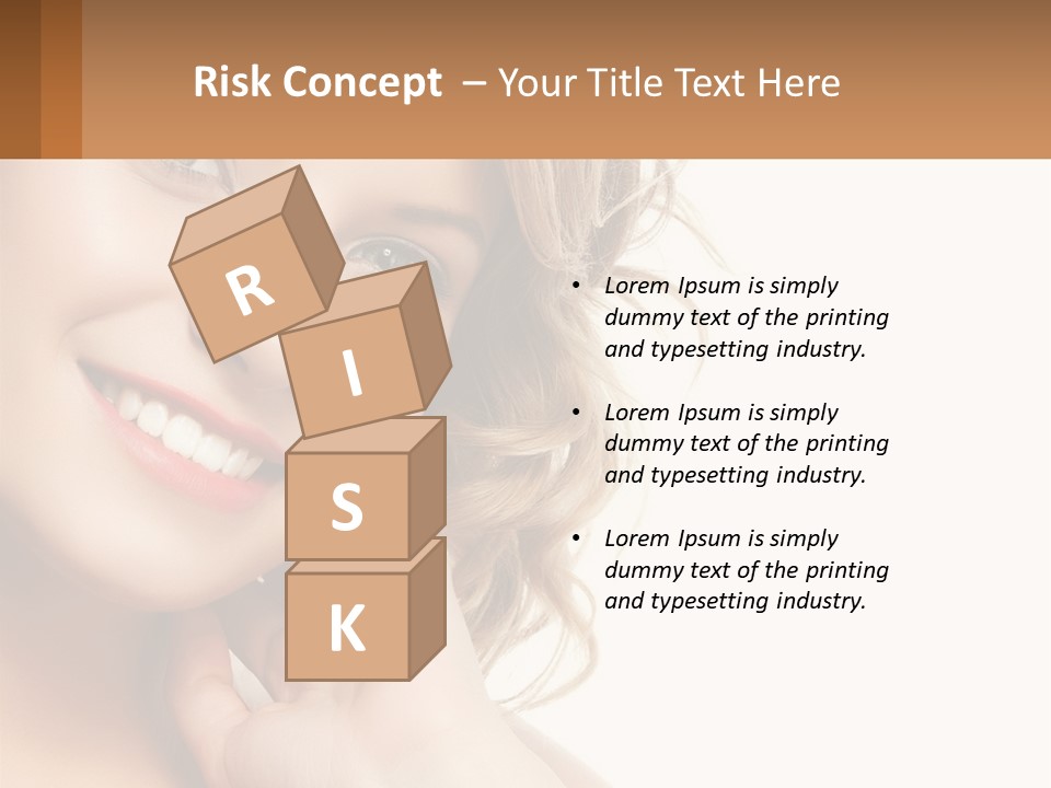 A Woman Smiling With Her Hand On Her Chin PowerPoint Template