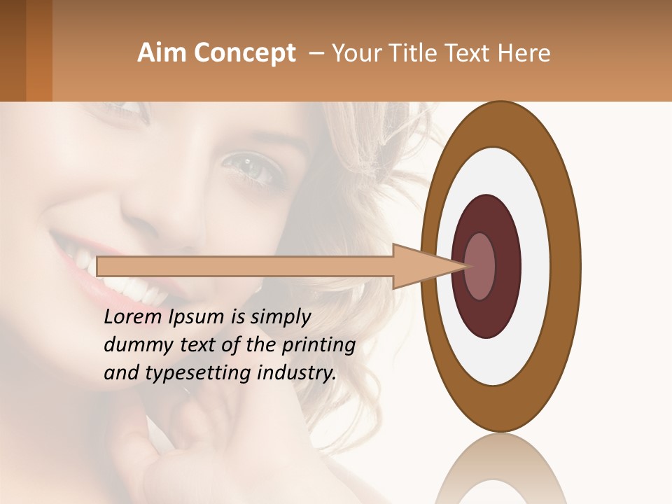 A Woman Smiling With Her Hand On Her Chin PowerPoint Template