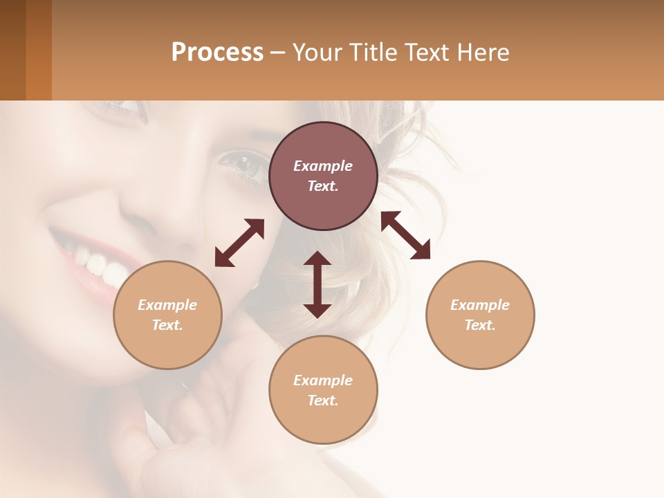 A Woman Smiling With Her Hand On Her Chin PowerPoint Template
