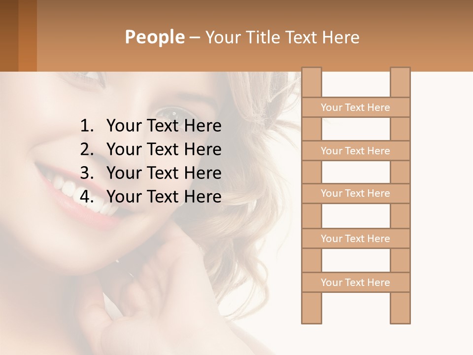 A Woman Smiling With Her Hand On Her Chin PowerPoint Template