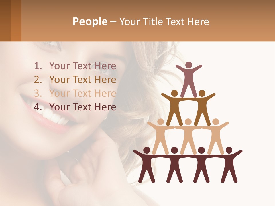A Woman Smiling With Her Hand On Her Chin PowerPoint Template