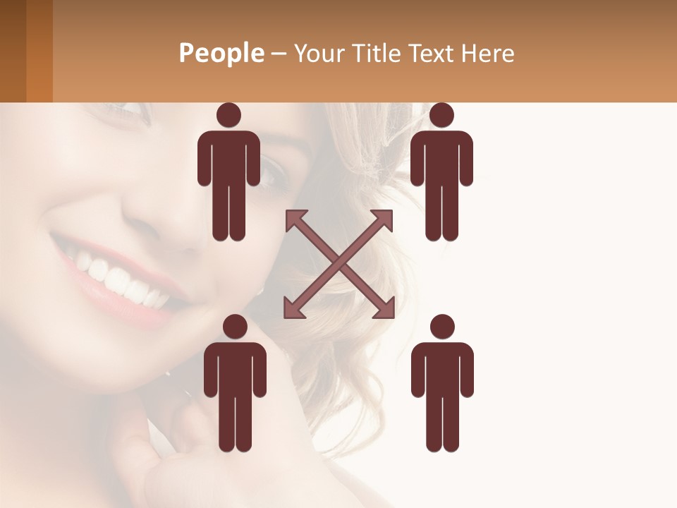 A Woman Smiling With Her Hand On Her Chin PowerPoint Template