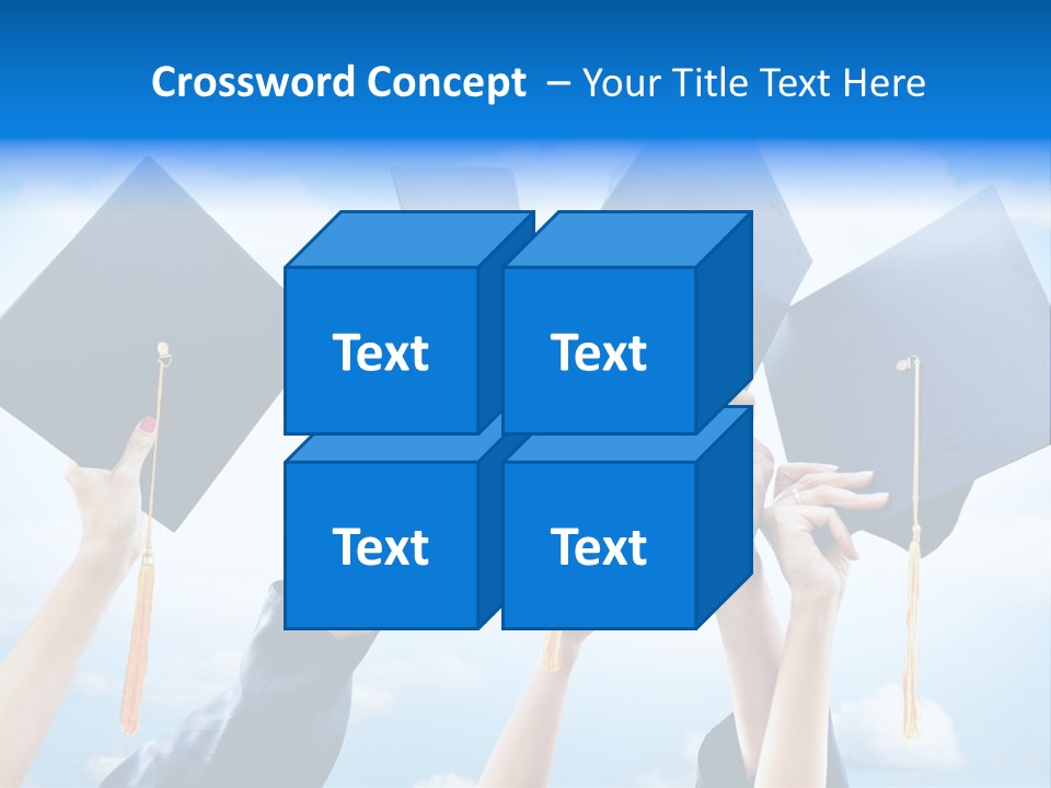 A Group Of People Holding Up Graduation Caps PowerPoint Template