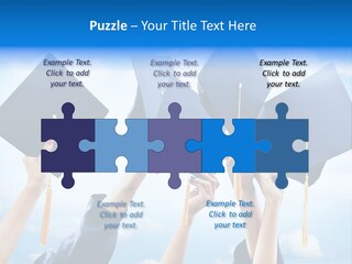 A Group Of People Holding Up Graduation Caps PowerPoint Template