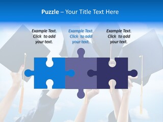 A Group Of People Holding Up Graduation Caps PowerPoint Template