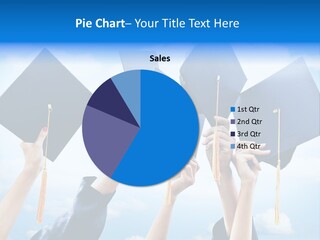 A Group Of People Holding Up Graduation Caps PowerPoint Template