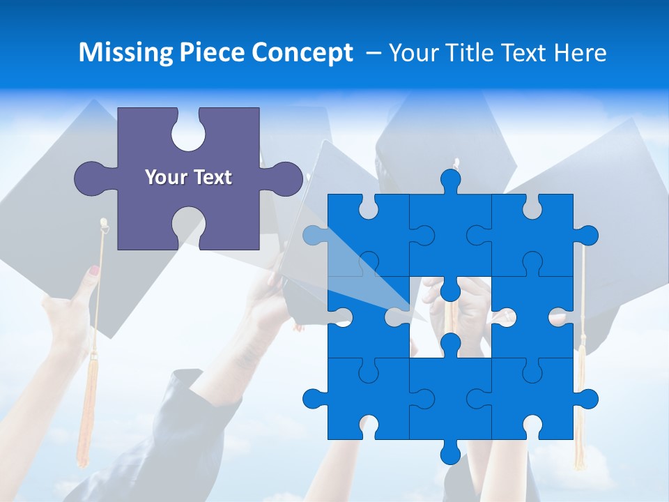 A Group Of People Holding Up Graduation Caps PowerPoint Template