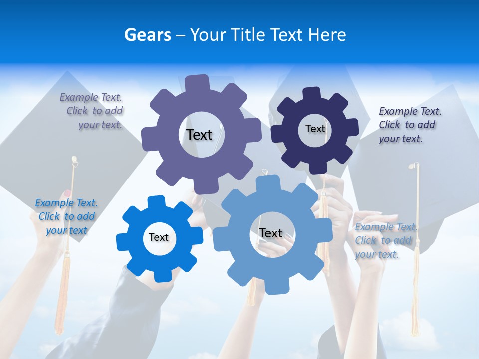 A Group Of People Holding Up Graduation Caps PowerPoint Template