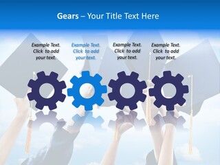 A Group Of People Holding Up Graduation Caps PowerPoint Template