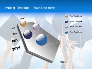 A Group Of People Holding Up Graduation Caps PowerPoint Template