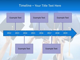 A Group Of People Holding Up Graduation Caps PowerPoint Template