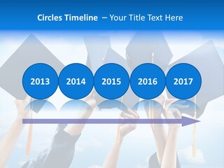 A Group Of People Holding Up Graduation Caps PowerPoint Template