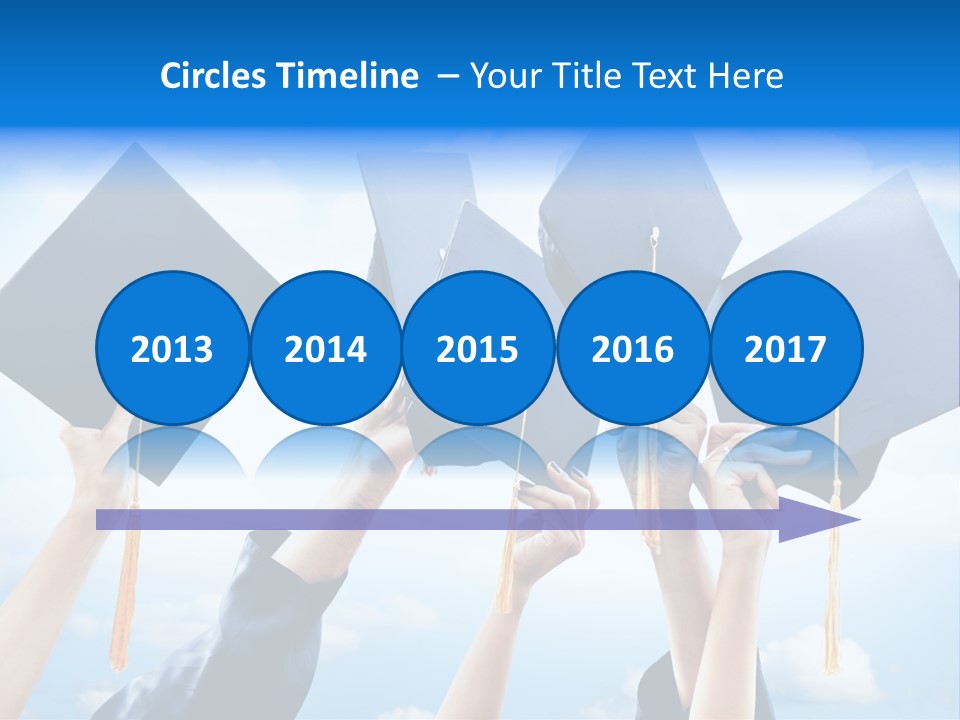 A Group Of People Holding Up Graduation Caps PowerPoint Template