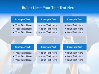 A Group Of People Holding Up Graduation Caps PowerPoint Template
