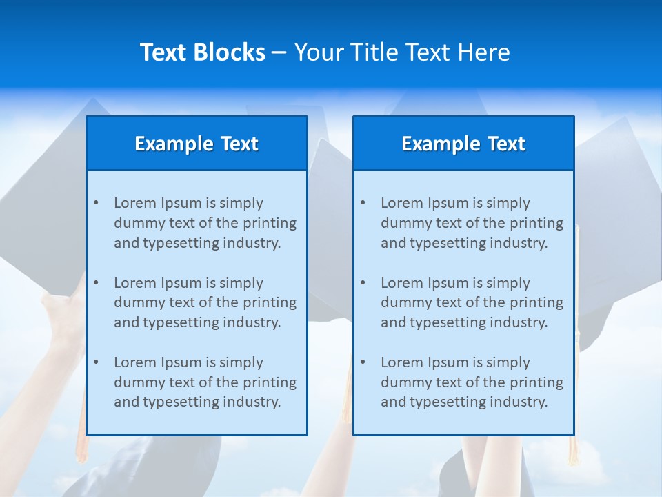 A Group Of People Holding Up Graduation Caps PowerPoint Template