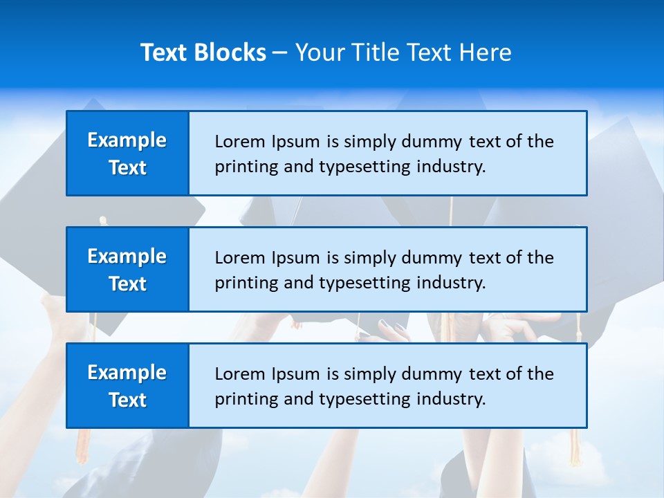 A Group Of People Holding Up Graduation Caps PowerPoint Template