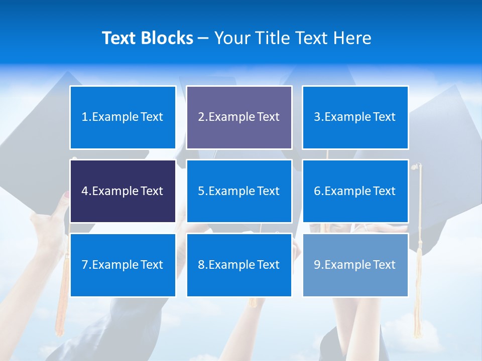 A Group Of People Holding Up Graduation Caps PowerPoint Template