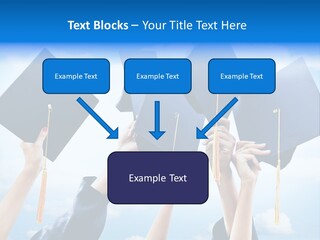 A Group Of People Holding Up Graduation Caps PowerPoint Template