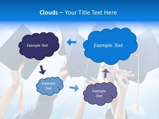 A Group Of People Holding Up Graduation Caps PowerPoint Template