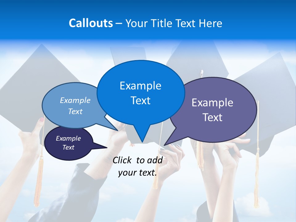 A Group Of People Holding Up Graduation Caps PowerPoint Template