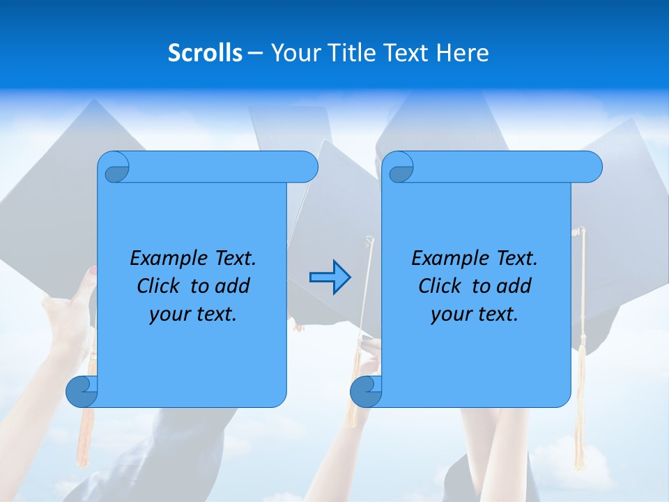 A Group Of People Holding Up Graduation Caps PowerPoint Template