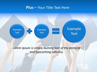 A Group Of People Holding Up Graduation Caps PowerPoint Template