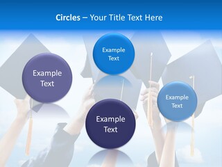 A Group Of People Holding Up Graduation Caps PowerPoint Template
