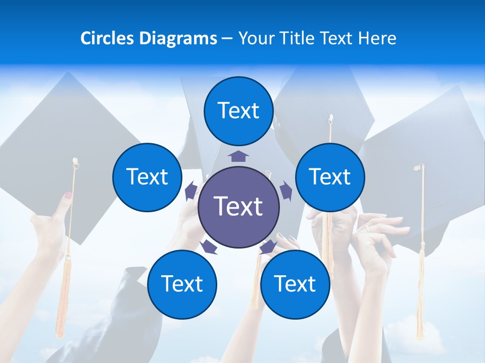 A Group Of People Holding Up Graduation Caps PowerPoint Template