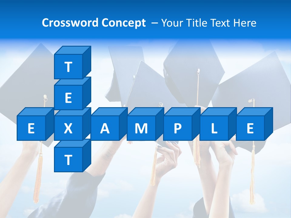 A Group Of People Holding Up Graduation Caps PowerPoint Template